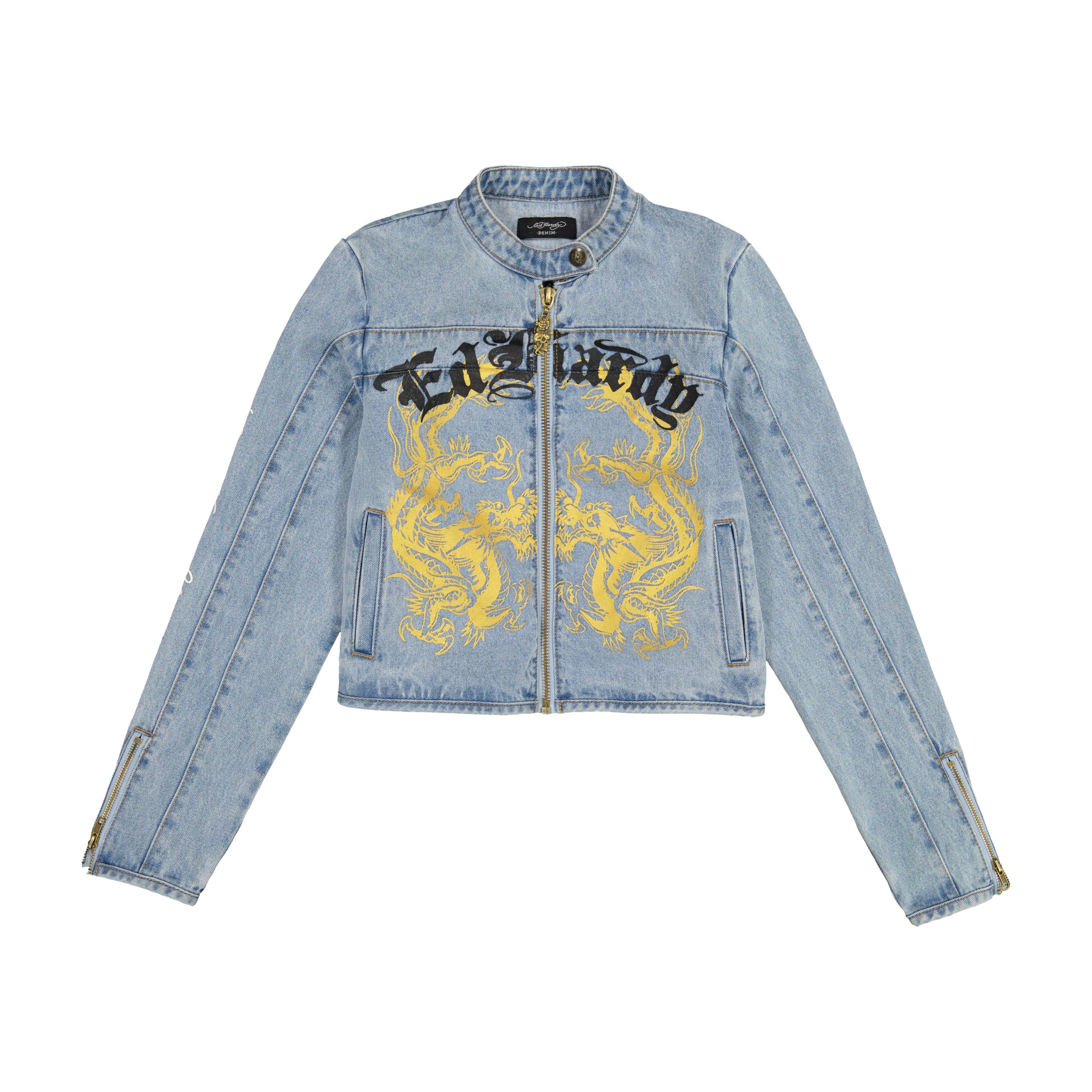 Dragon Panther Denim Moto Jacket